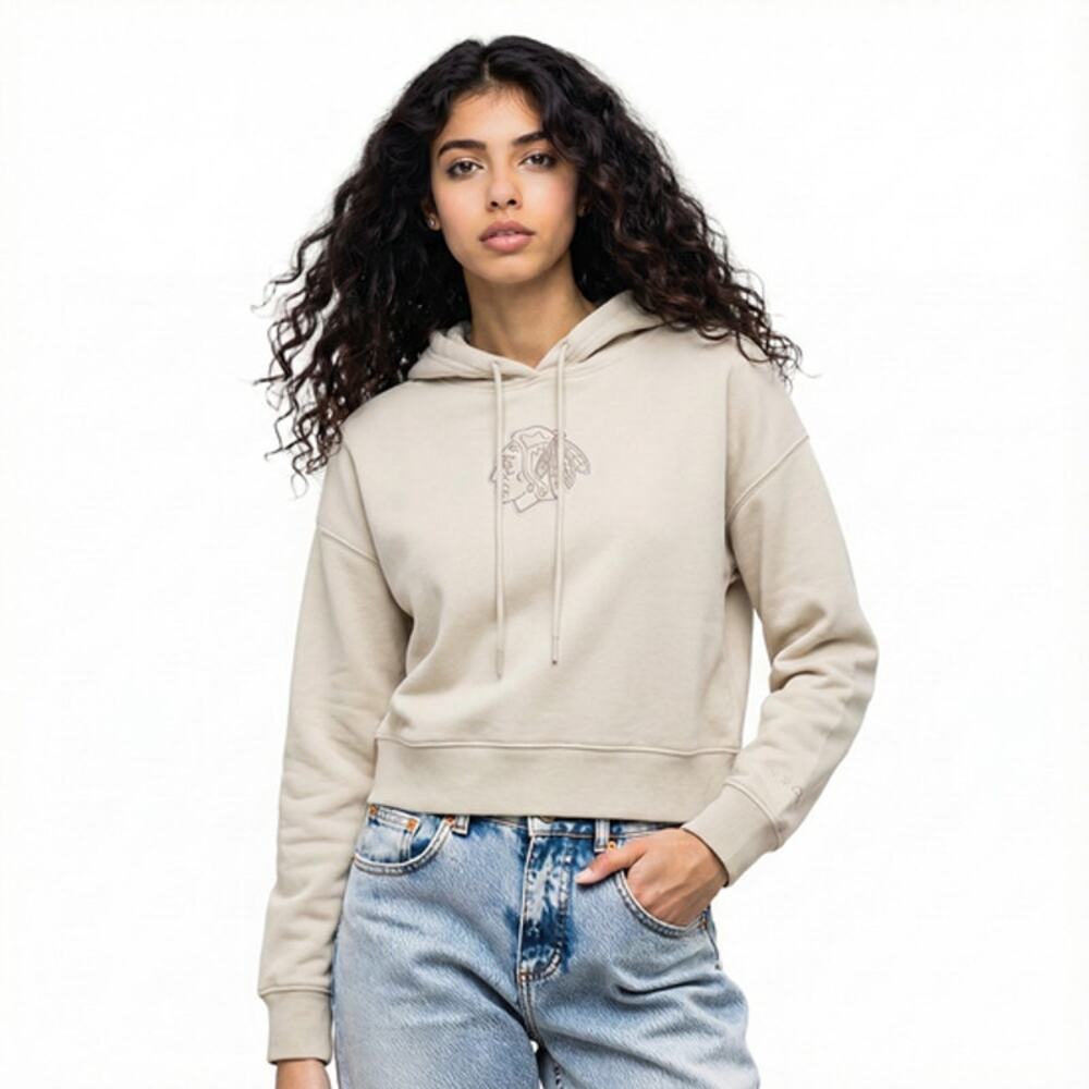 Pro Standard Chicago Blackhawks Cropped Hoodie Taupe GUC